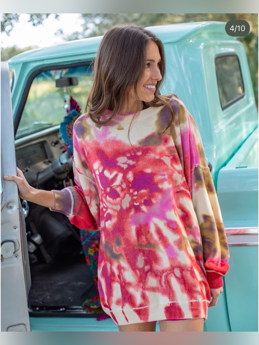 Natural Life Taylor sweater oversized fit in a vibrant pink and red size L/XL
